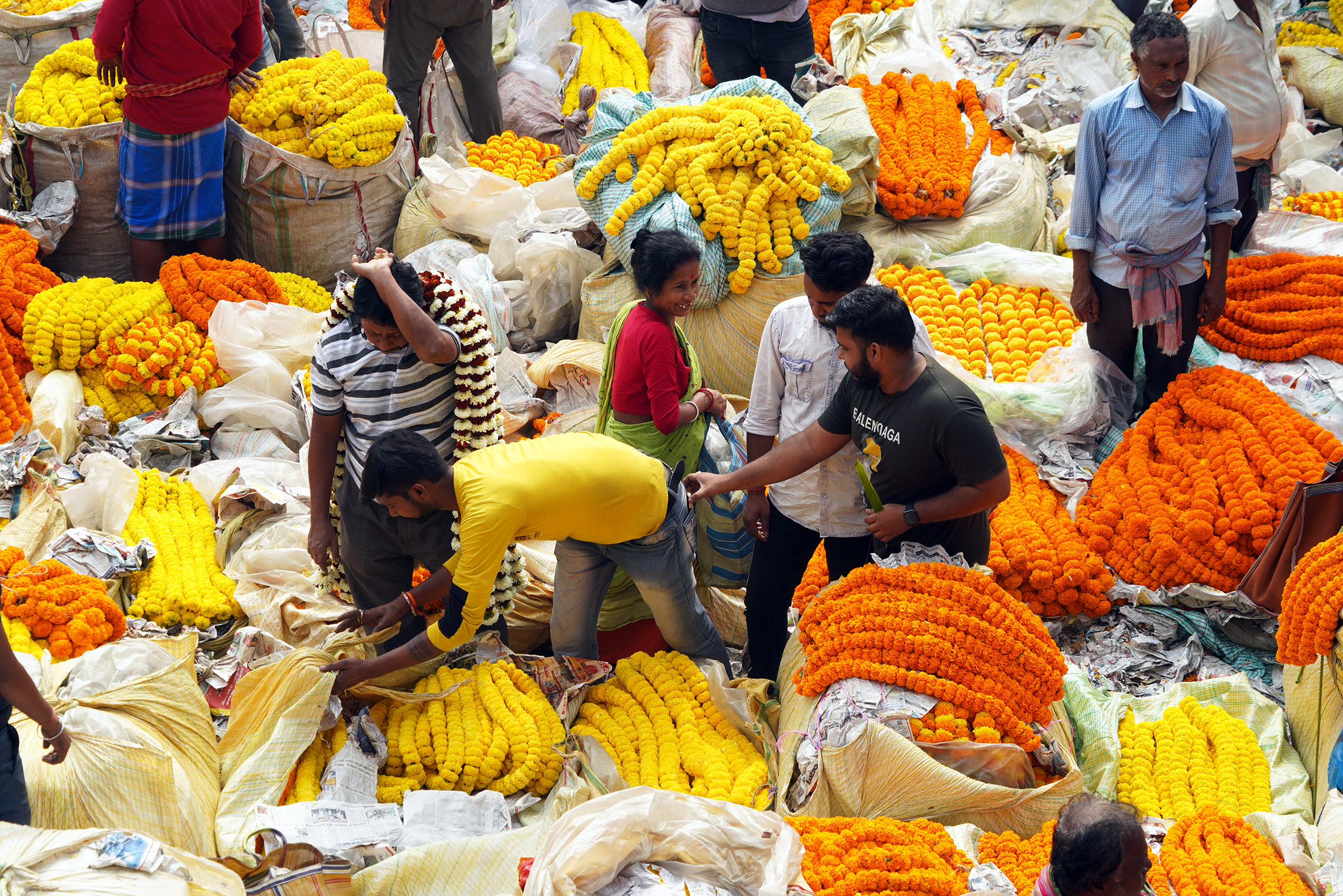 Le marché aux fleurs de Mallick Ghat à Kolkata