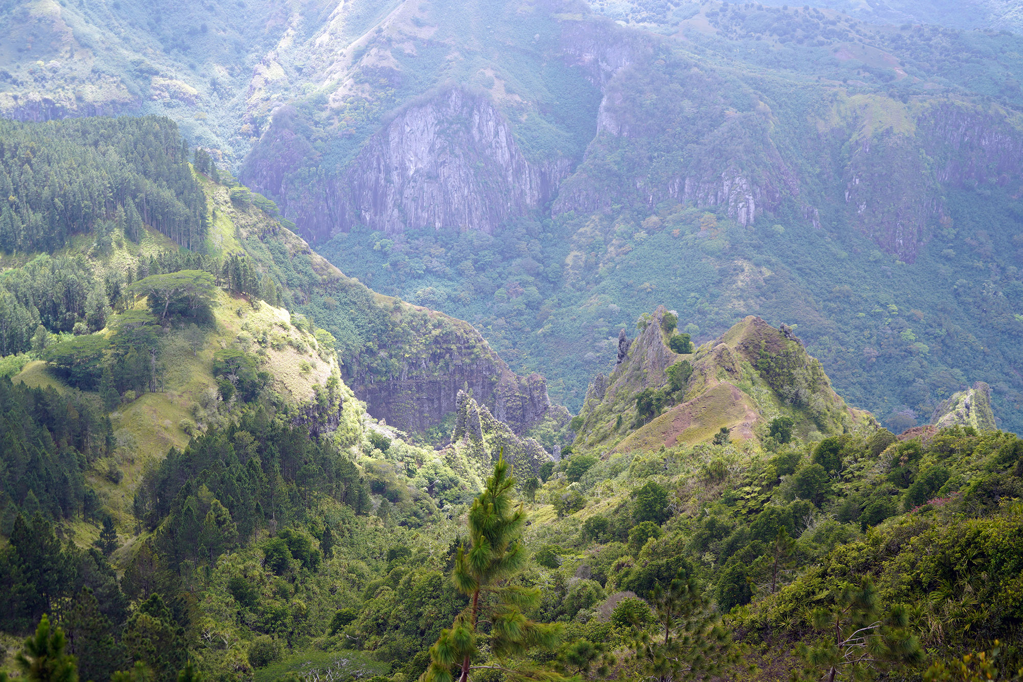 Vue sur la vallée de Hakaui du plateau de Toovii